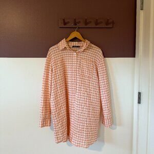 Nasty Gal Oversized Orange Checkered Button Down